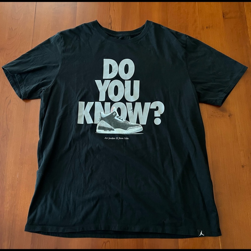Nike Air Jordan Retro 3 “Do You Know” T-Shirt Black Cement Men's XL VTG Grey
